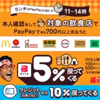 「ランチはPayPayがおトク！対象の飲食店で5％戻ってくるキャンペーン」がはじまります！